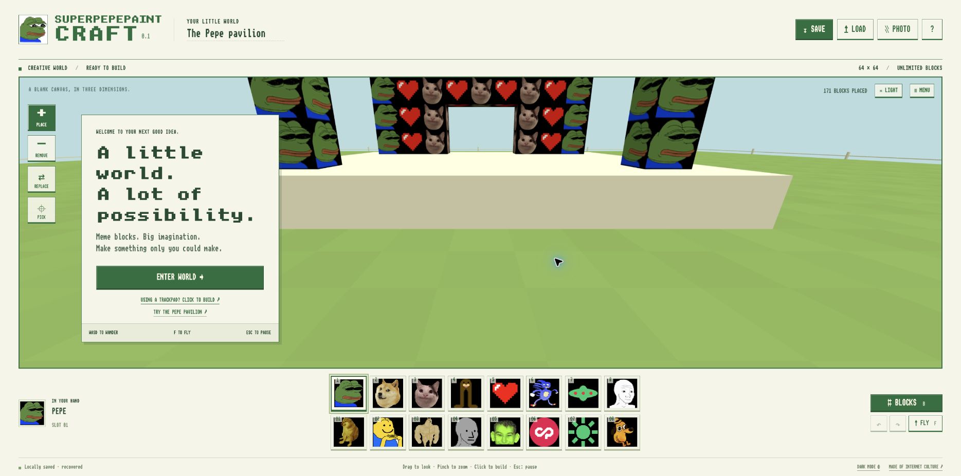 Screenshot of PEPECRAFT