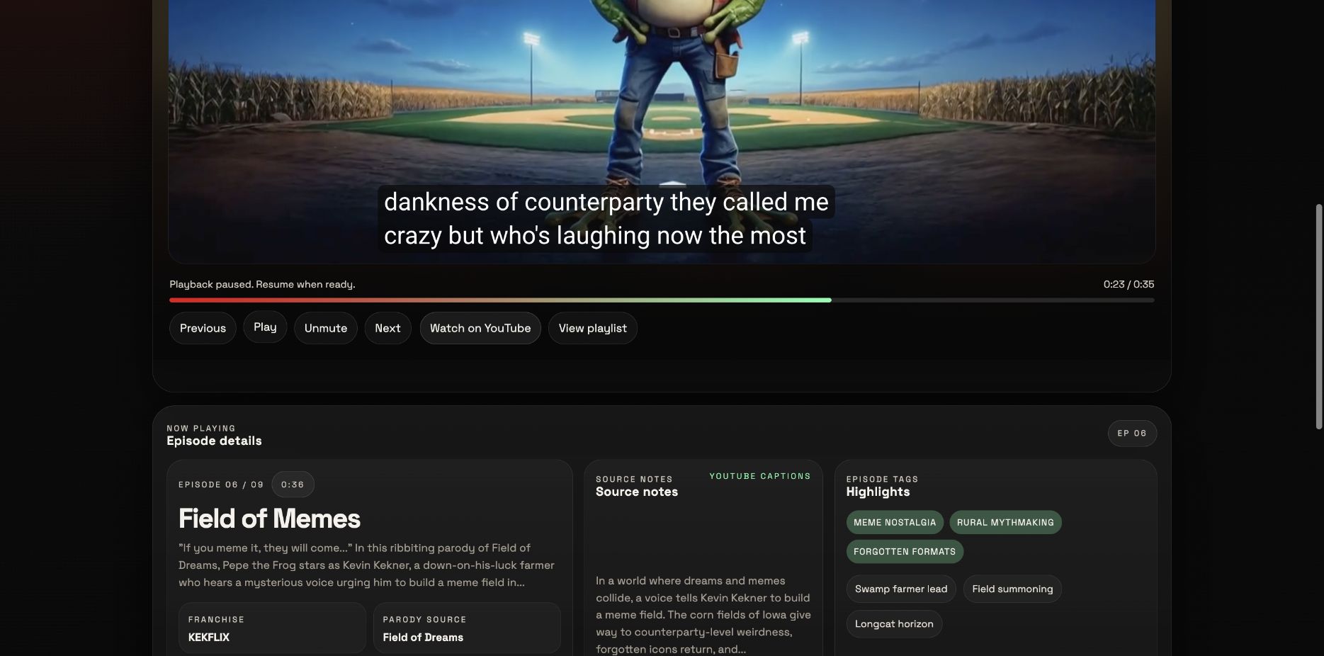 Screenshot of KEKFLIX